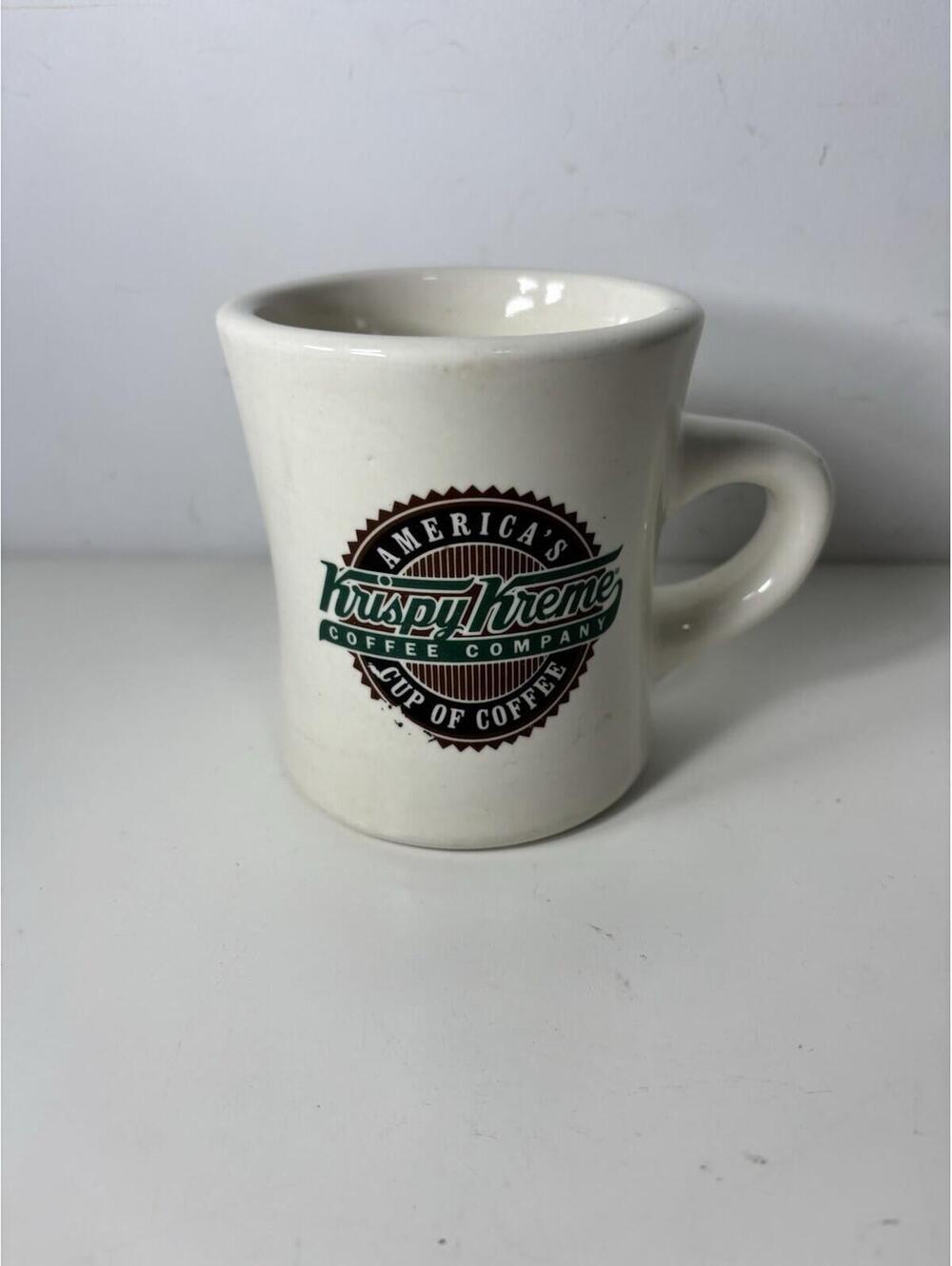 Krispy Kreme Mug White Brown Green Arabica Restaurant Style Coffee Cup Heavy
